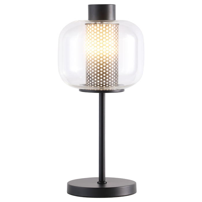 Ingrid 22-inch Glass Shade Bedside Table Lamp Black