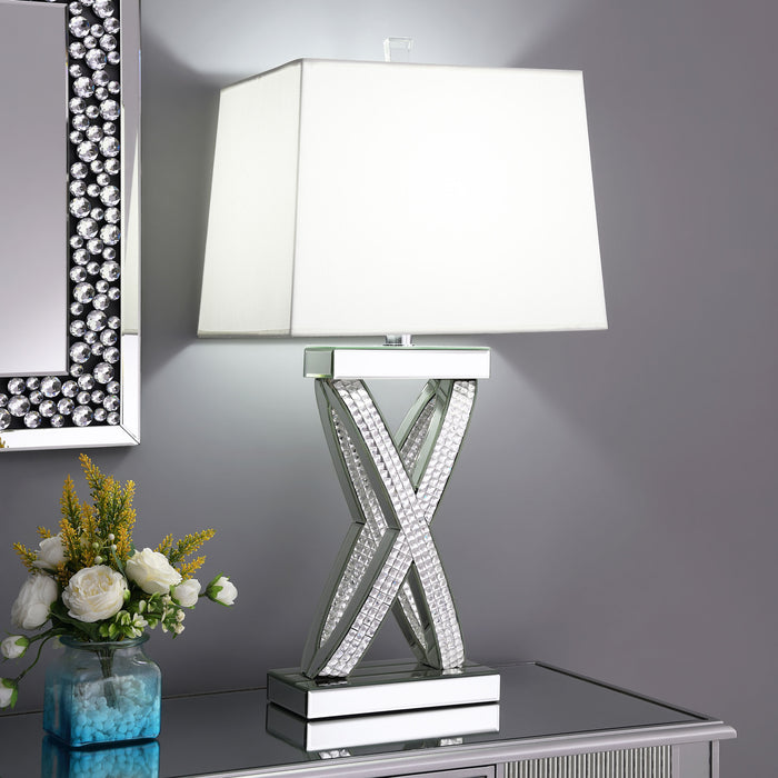 Dominick 31-inch Tapered Mirrored Acrylic Table Lamp Silver