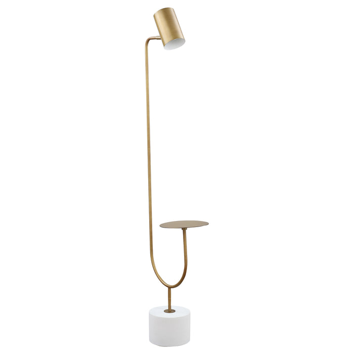 Jodie 55-inch Adjustable Floor Lamp Side Table Antique Brass
