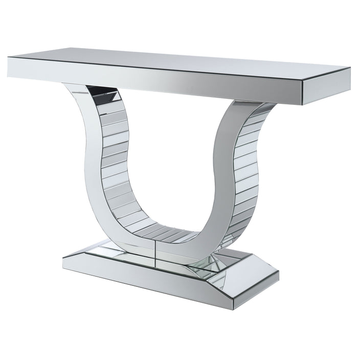 Saanvi U-shaped Mirrored Entryway Console Table Silver