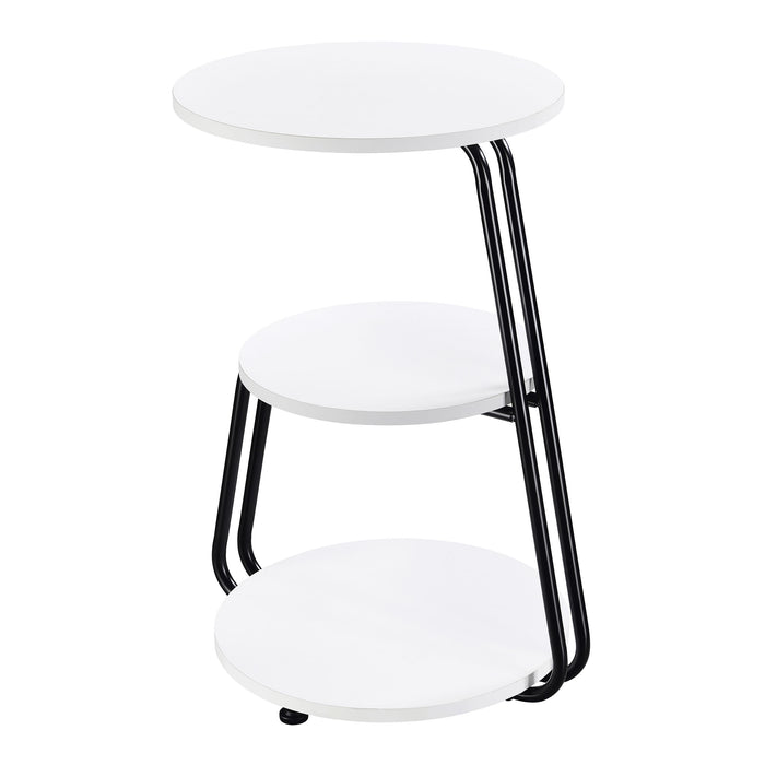 Hilly 3-tier Round Accent Side Table White and Black