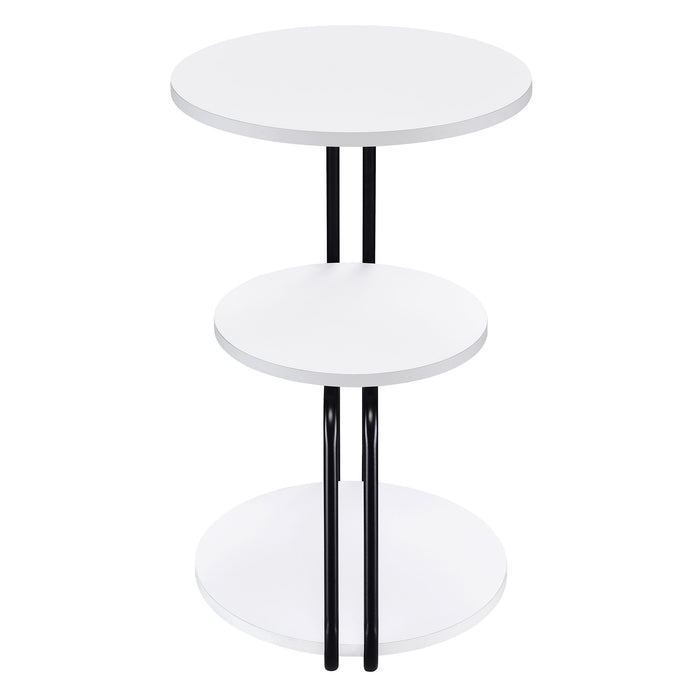 Hilly 3-tier Round Accent Side Table White and Black