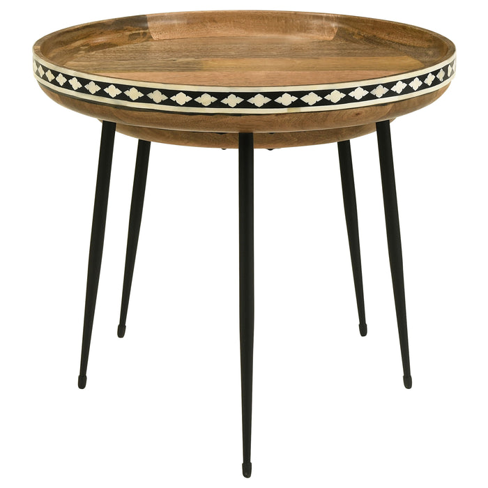 Ollie 2-piece Solid Wood Bone Inlay Nesting Table Natural