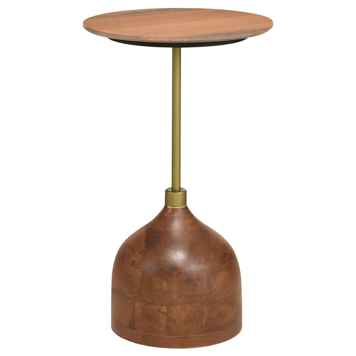 Colima Round Wood Top Accent Side Table Peach