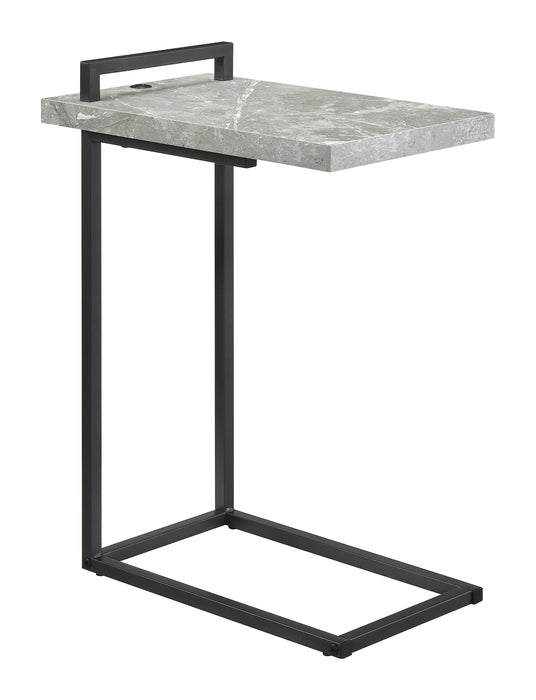 Maxwell C-shaped Side Table USB Charging Grey Faux Marble