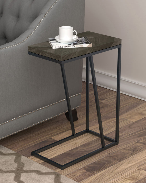 Sergio Engineered Wood C-Shaped Sofa Side Table Rustic Grey