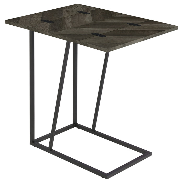 Carly Expandable Engineered Wood C-Shaped Side Table Grey
