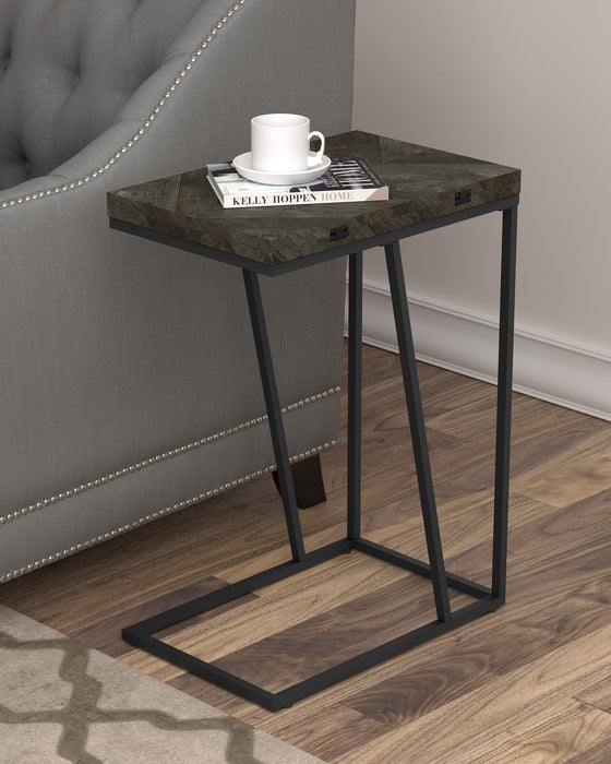 Carly Expandable Engineered Wood C-Shaped Side Table Grey