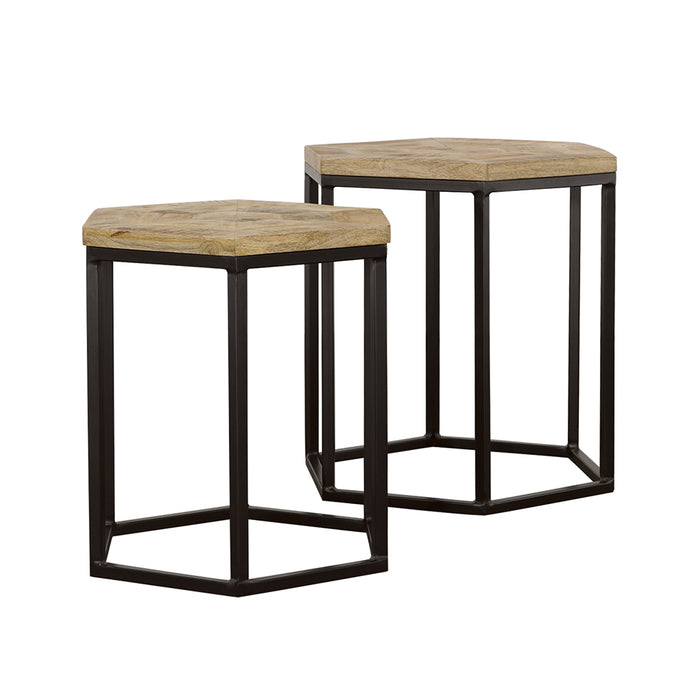 Adger 2-piece Hexagonal Nesting Tables Natural and Black