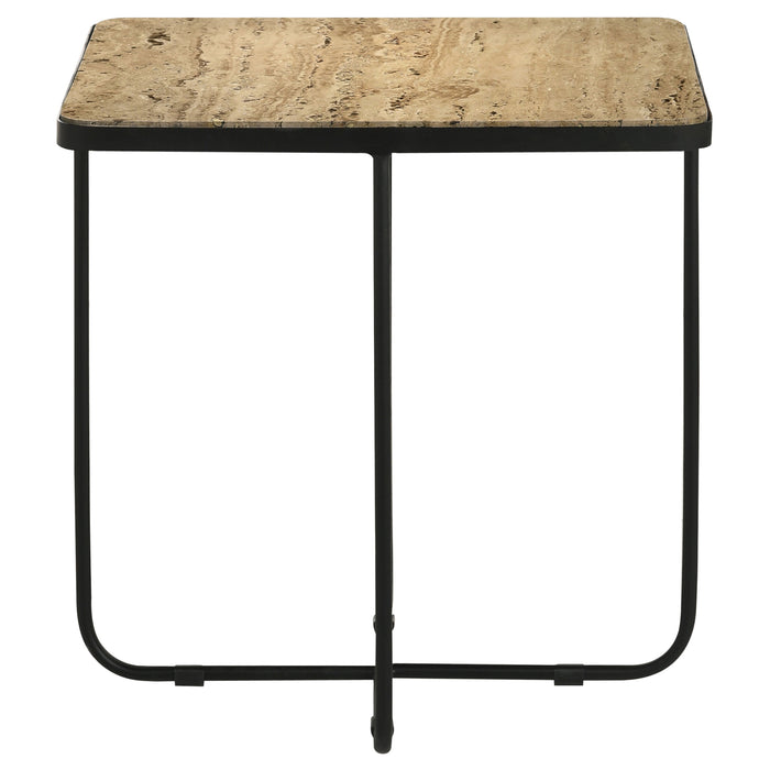 Elyna Square Stone Top Accent Side Table Beige