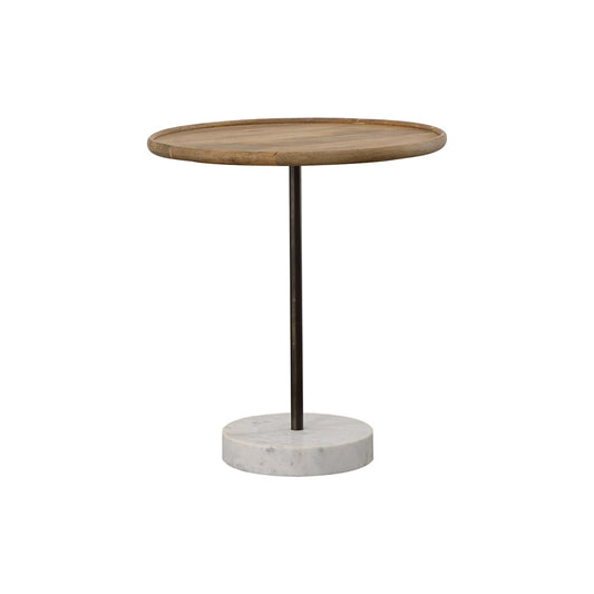 Ginevra 24" Wood Top Marble Base Table Natural and White