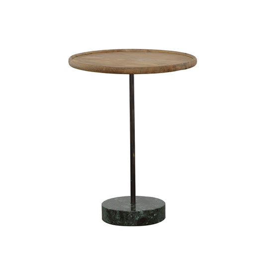 Ginevra 20" Wood Top Marble Base Table Natural and Green