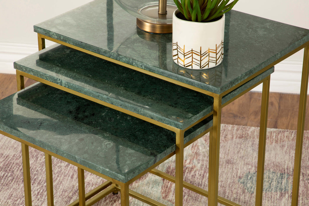 Medora 3-piece Marble Top Nesting Table Set Green