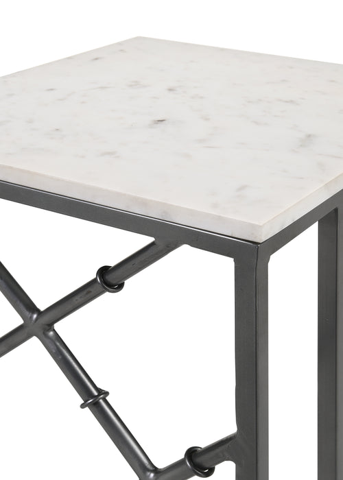 Angeliki Marble Top C-Shape Sofa Side Table Gunmetal