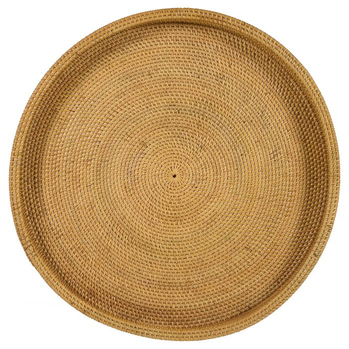 Antonio Round Rattan Tray Top Accent Side Table Natural