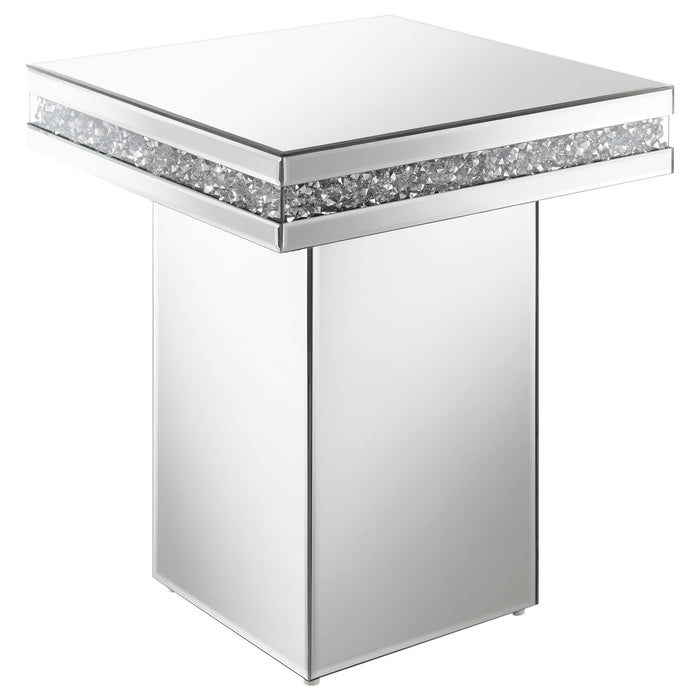 Elora Square Mirrored Accent Side Table Silver