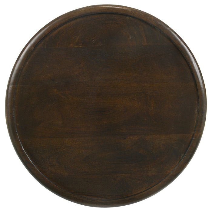 Krish 18-inch Round Mango Wood Side Table Dark Brown