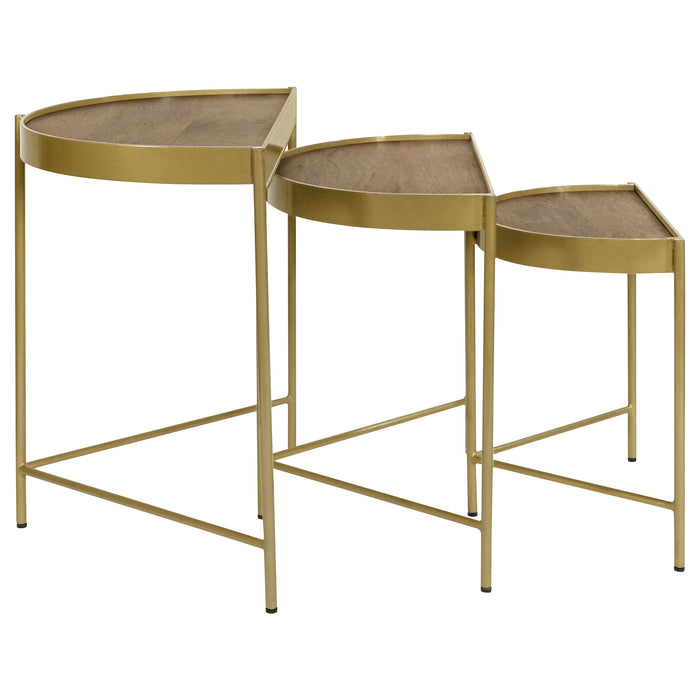 Tristen 3-Piece Demilune Nesting Table Brown and Gold
