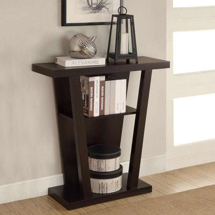 Evanna 2-shelf Engineered Wood Console Table Cappuccino