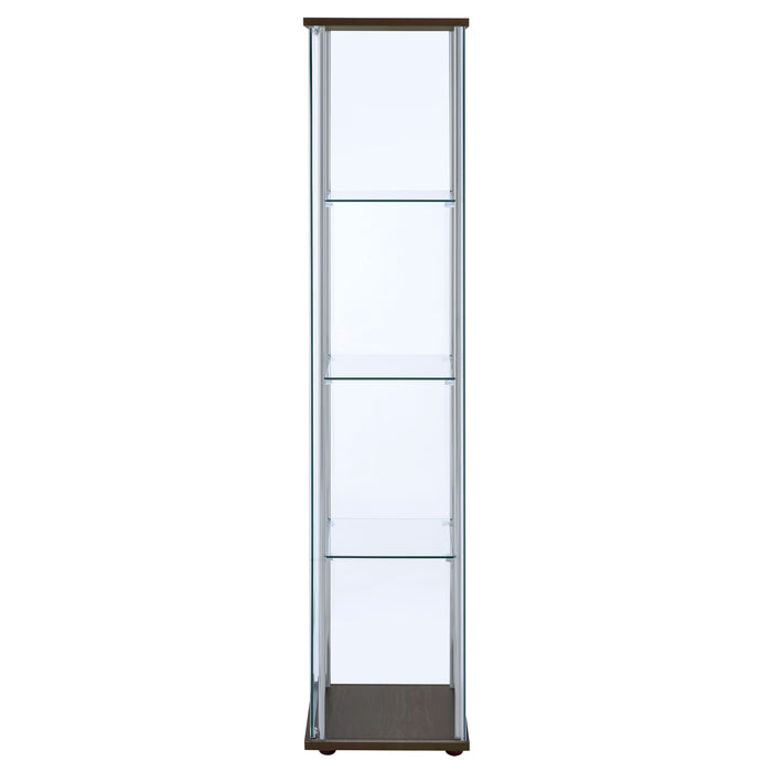 Bellatrix 4-shelf Clear Glass Curio Cabinet Cappuccino