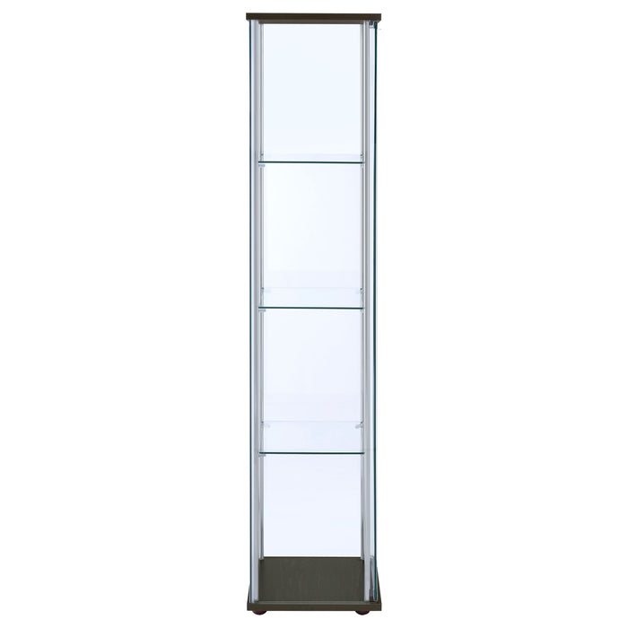 Bellatrix 4-shelf Clear Glass Curio Cabinet Cappuccino
