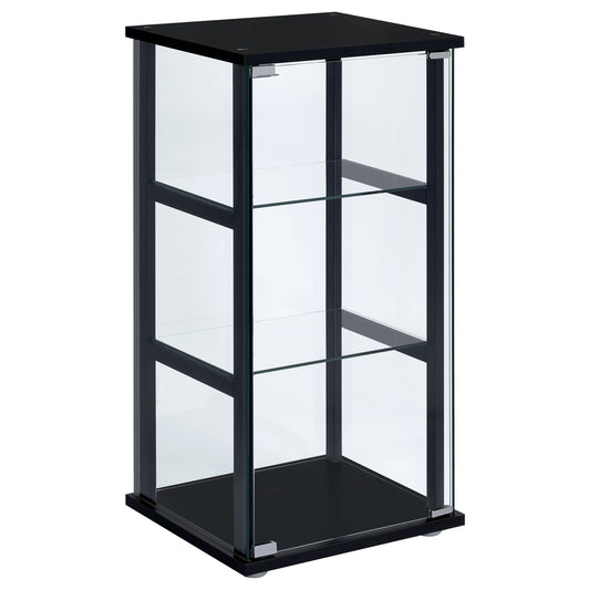 Cyclamen 3-shelf Clear Glass Curio Display Cabinet Black