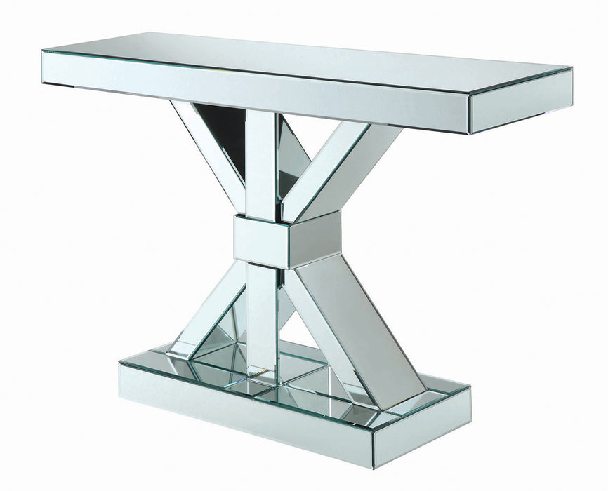 Lurlynn X-shaped Mirrored Entryway Console Table Silver