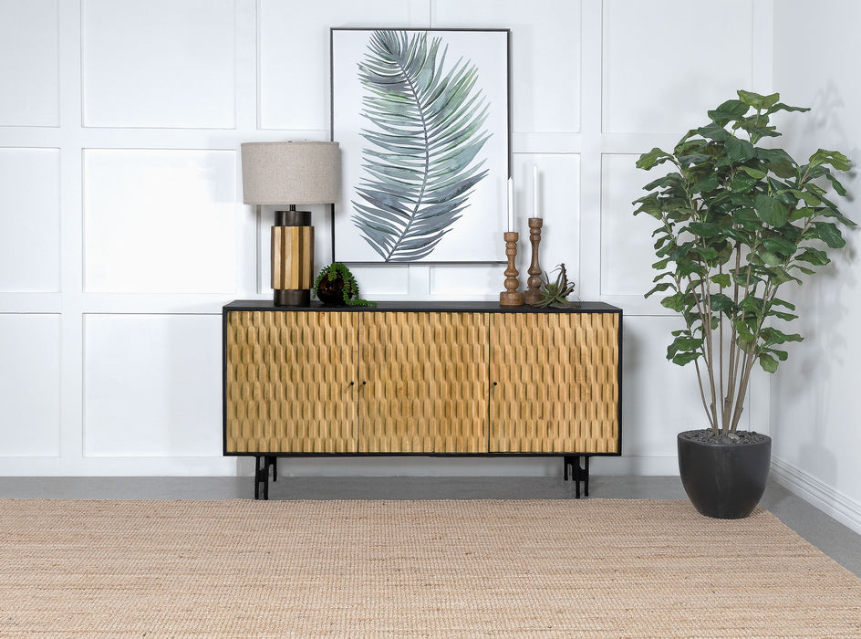 Aminah 3-door Wood Accent Cabinet Natural and Black