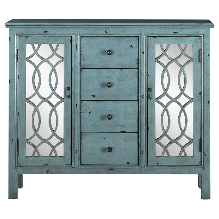Rue 4-drawer Wood Trellis Accent Storage Cabinet Blue