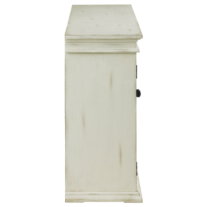 Kiara 4-door Wood Lattice Storage Accent Cabinet White