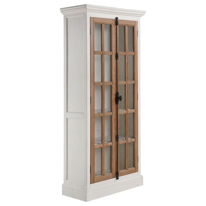 Tammi 2-door Wood Tall Cabinet Distressed White and Brown