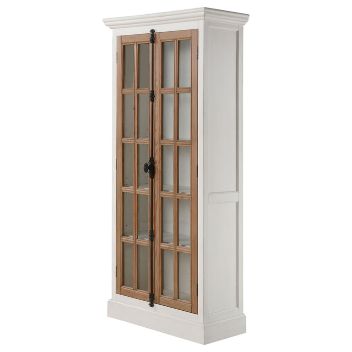 Tammi 2-door Wood Tall Cabinet Distressed White and Brown