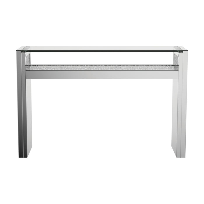 Edna Mirrored Acrylic Console Table LED Lighting Silver