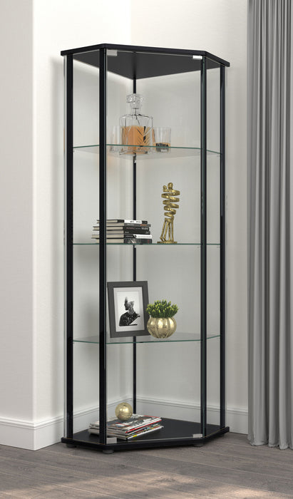 Zenobia 4-shelf Curio Cabinet Display Case Black