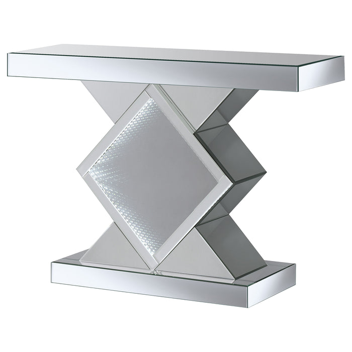 Andorra Infinity Mirror LED Entryway Console Table Silver