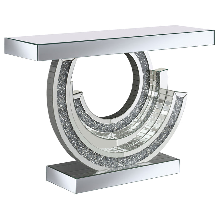 Imogen Sculptural Mirrored Entryway Console Table Silver