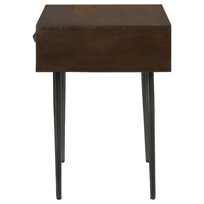 Ezra 1-drawer Rectangular Accent Side Table Coffee Brown