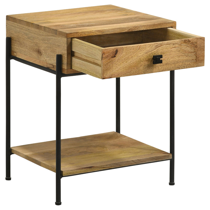 Declan 1-drawer Wood Accent Side Table Natural Mango