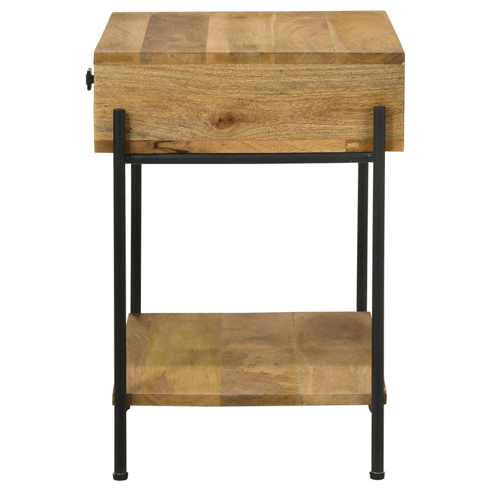 Declan 1-drawer Wood Accent Side Table Natural Mango