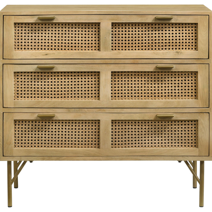 Zamora 3-drawer Wood Accent Cabinet with Woven Cane Natural