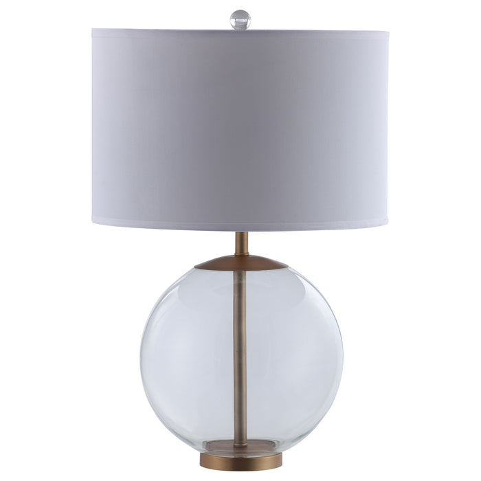 Kenny 27-inch Drum Shade Clear Glass Table Lamp Brass