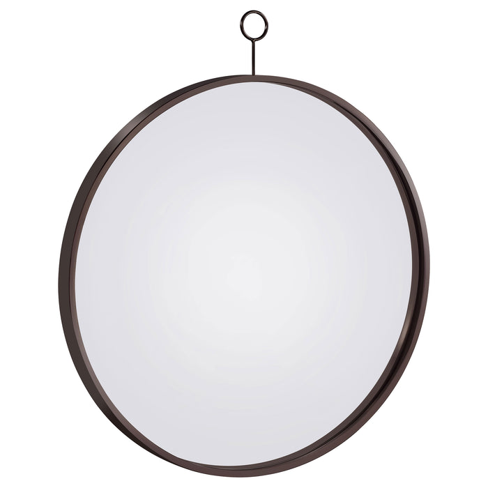 Gwyneth 30 x 35 Inch Round Wall Mirror Black Nickel