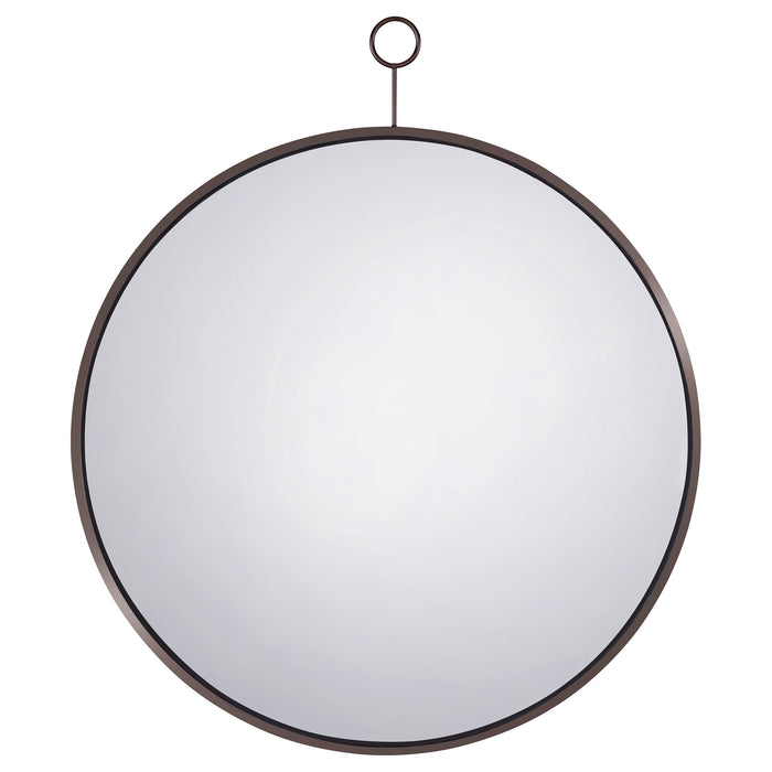 Gwyneth 30 x 35 Inch Round Wall Mirror Black Nickel