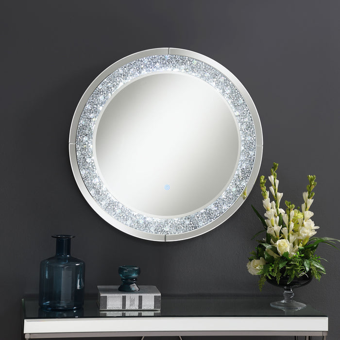 Lixue 32 x 32 Inch Round Wall Mirror LED Lighting Silver
