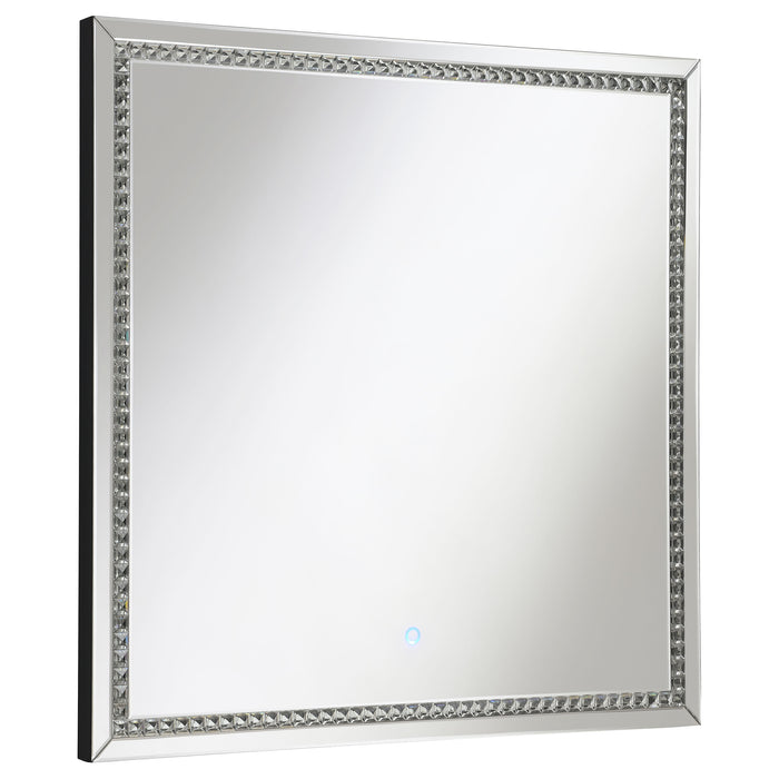 Noelle 39 x 39 Inch Wall Mirror with LED Lighting Silver