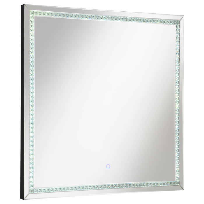 Noelle 39 x 39 Inch Wall Mirror with LED Lighting Silver