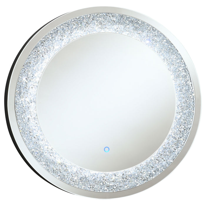 Landar 32 x 32 Inch Round LED Light Wall Mirror Silver