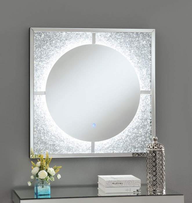 Theresa 39 x 39 Inch Wall Mirror with LED Lighting Silver