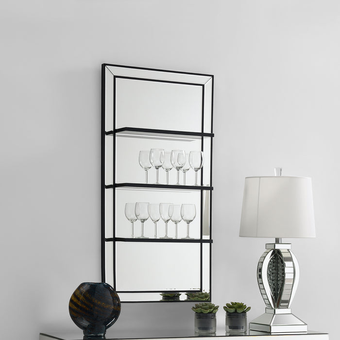 Oriel 24 x 47 Inch Rectangular 3-Shelf Wall Mirror Silver