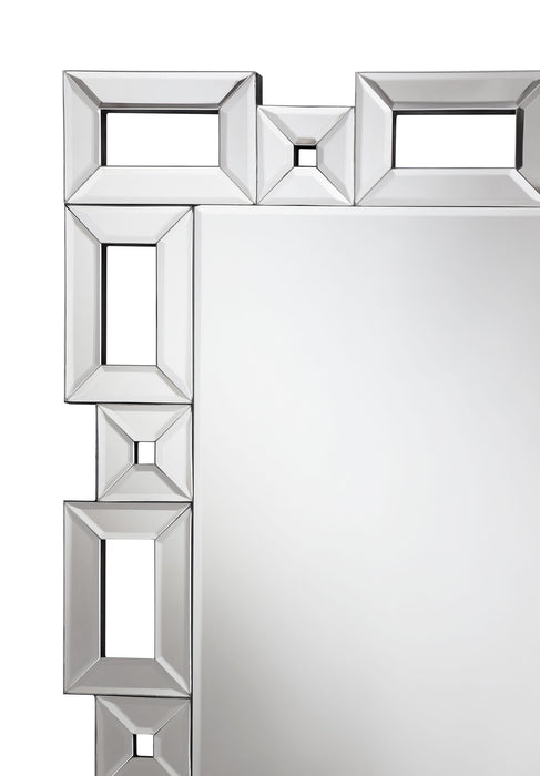 Tavin 24 x 65 Inch Geometric Frame Standing Mirror Silver